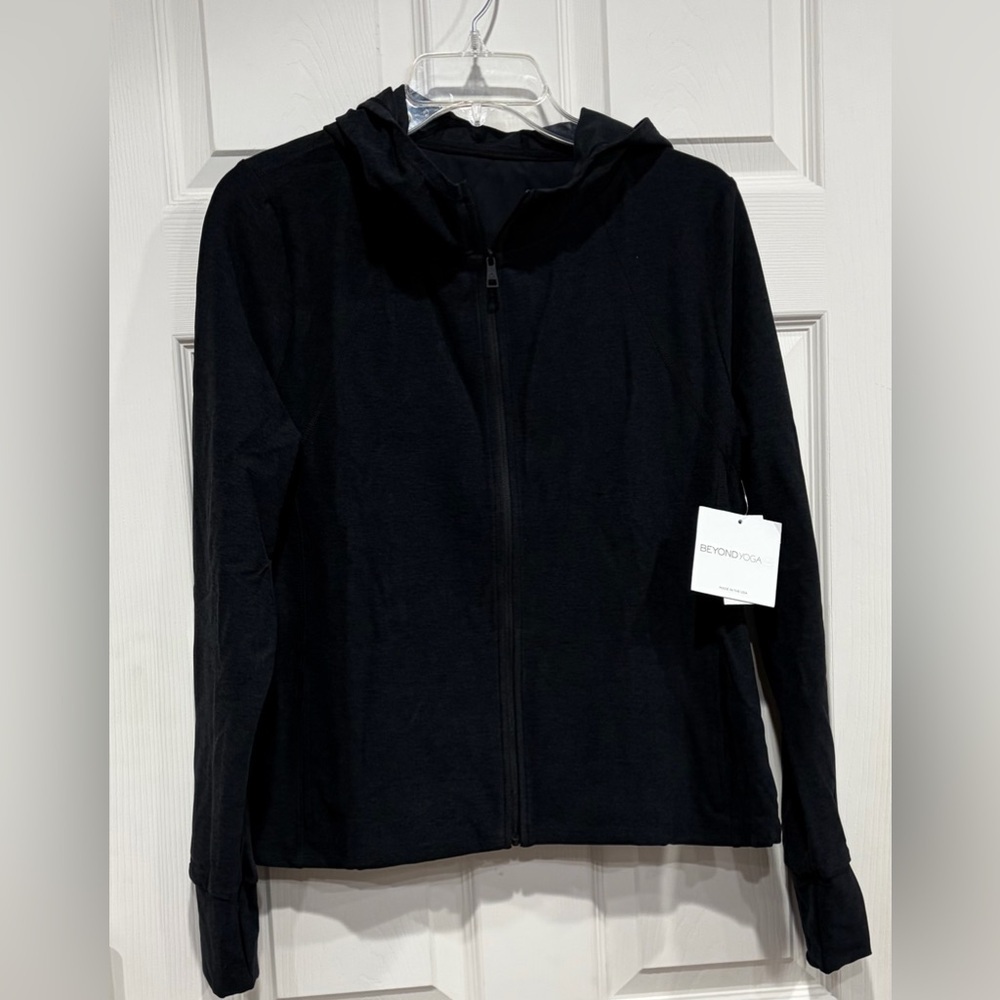 Beyond Yoga Women's Xl Spacedye High Energy Hoodie Darkest Night Black Nwt